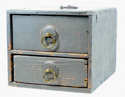 50% off! Japanese Antique Meiji Era 2-Drawer Medicine Box Tasteful Old Folk Tools Width 24cm x Depth 30cm x Height 21cm Estate Sale FHM
