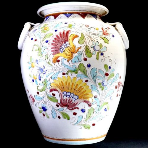 50% OFF Vintage Italy Mallorca ware Deruta Pottery Umbrella stand Umbrella stand Diameter 40 cm Height 50 cm Hand-carved, hand-colored flower pattern is wonderful ATN