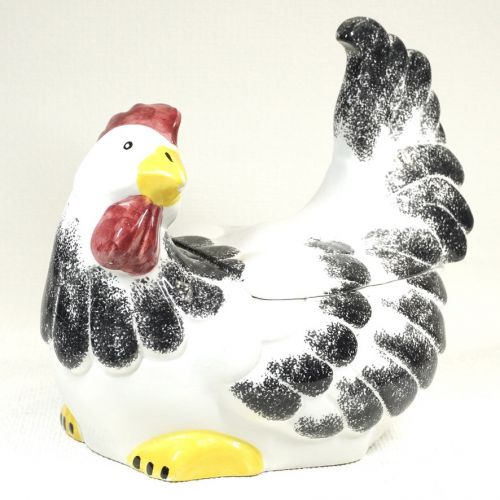 50% OFF Italian ceramic chicken accessory case, figurine, object, handmade, full of hand-colored taste, width 20 cm, height 21 cm, missing beak ATN