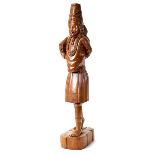 50% off! Vintage Itto Sculpture Wooden Object Woman carrying water in a gourd Probably made in Africa Width 8 cm Depth 13 cm Height 44 cm ATN