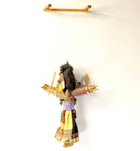 ビンテージ　ネパール製　操り仮面人形 表裏二面相・吊り下げ式　民族人形 幅20㎝　奥行き12㎝　高さ35㎝　エステートセール FYO