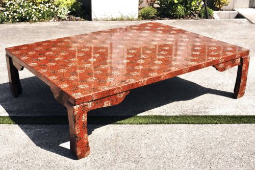 Super valuable Showa 50's Tsugaru-nuri Kara-nuri low table Motoki lacquerware Low table Width 120cm Height 32cm A low table in the middle of production before completion of all 48 Kara-nuri processes, a rare gem! TK