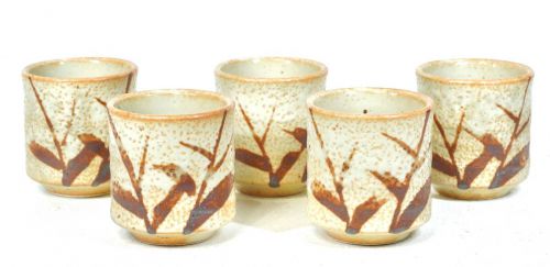 50% off! Showa vintage Shino ware leaf pattern teacups 5 customers taste teacup set estate sale INI
