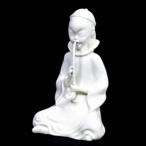 50% off! Vintage porcelain doll Whistle blowing male statue Width 10 cm Height 18 cm Object Figurine Tasteful Estate sale ATN