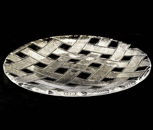 Sold out! Vintage glass plate Handmade Easy to use size of 32 cm in diameter The mesh pattern is wonderful! Estate Sale HYK