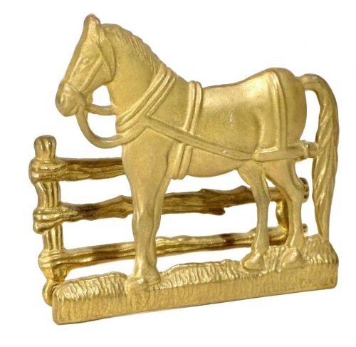 1960's vintage brass horse holder for napkins, letters and cards. IJS