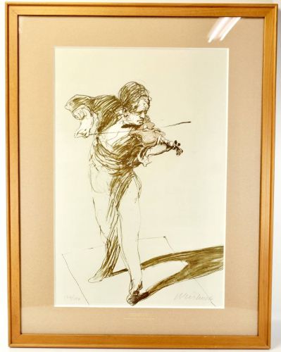 French Painter Weisbuch Claude Weisbash Lithograph "Violin Solo" 127/250 Size 10 Framed Item Width 58cm Height 75cm HYK
