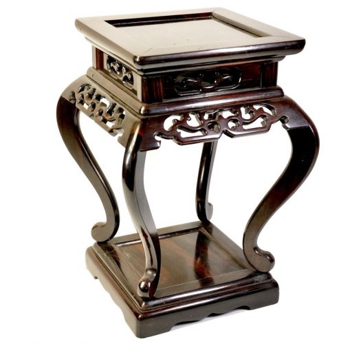 Vintage Karaki Ebony Flower Stand Magnolia High Table Watermark Carving Incense Burner Stand Solid Ebony Wood Width 21cm Height 30cm A gem with a unique beautiful luster and a vintage feel of details SHM