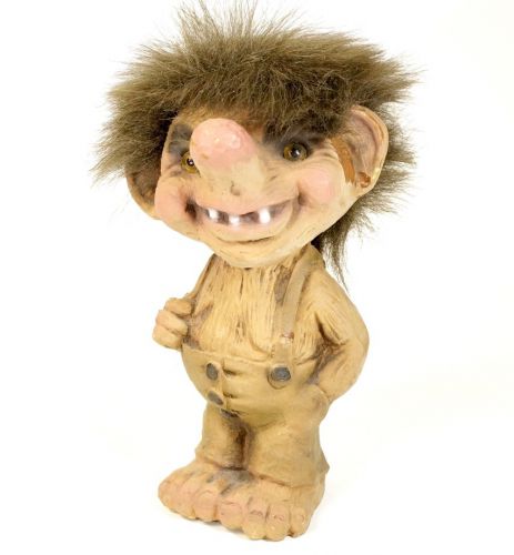Vintage Norwegian Troll Figure Resin Handmade Doll 19cm Tall Whimsical Doll of Wealth and Happiness FYO