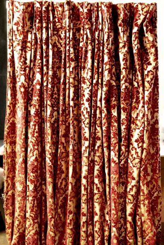 Vintage fabric Kinkazan weave Damask pattern Highest grade order curtain Cut pile fabric Double folds W436cm×H218cm Double doors Three rooms IJS