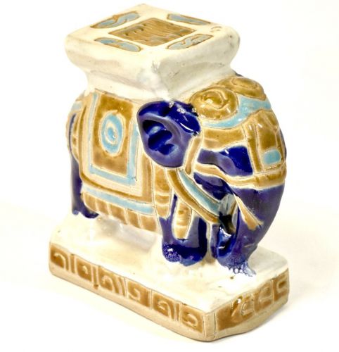 Made in Vietnam Pottery Elephant Object Hand-carved and painted is wonderful! Width 12cm Height 12.5cm Small Size Estate Sale YSM