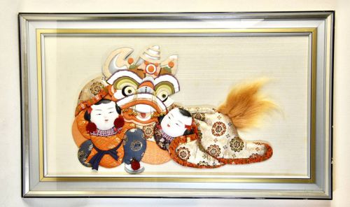 Sold Out Special Price! Showa Vintage Walnut Picture Chinese Lion Dance Dragon Dance Figure Estate Sale YMT