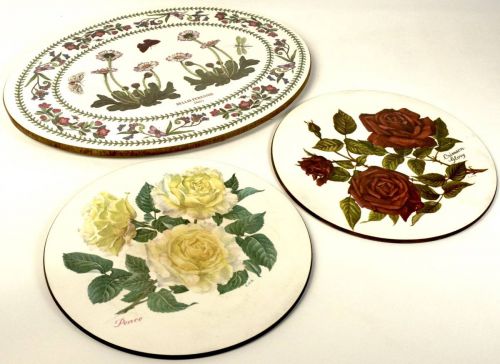 Vintage Botanical Placemats 3 Pcs Daisy Rose Rug Placemats Oval Round Pot Mat Pot Mat Tableware TSM
