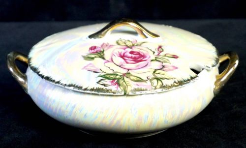 Sold Out Taisho Roman - Early Showa Period Domestic Vintage Ceramics Japanese Antique Luster Aya Casserole Pearl China HKE
