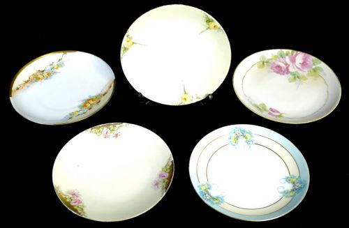 Sold out World's wonderful floral handwritten antique plate collection Japan Germany Austria made 5 pieces Old Noritake M-NIPPON 1911 Back seal FAB