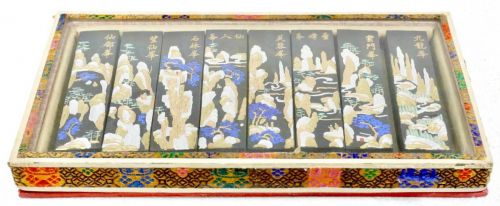 Chinese antique Chinese antique art Chinese calligraphy and painting ink Huangshan drawing 8 pieces set Xiandubo Shimenbo etc. 8 landscapes with original box Estate sale NMN