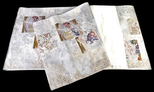 売り切り特価!　西陣織袋帯　金糸六通柄絹　 艶めく仕上りとため息が溢れる美しいデザイン　エステートセール NMN