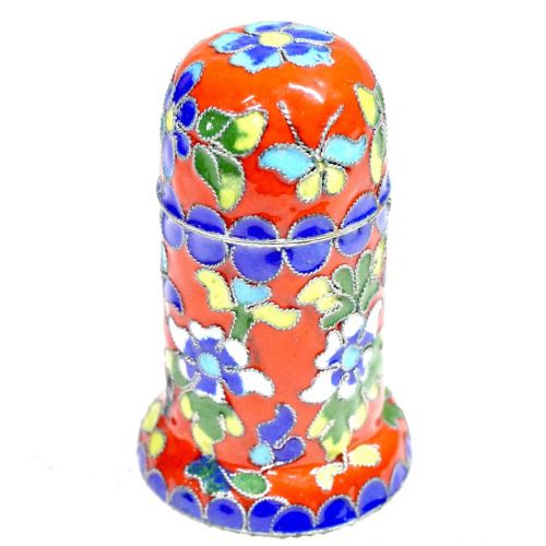 50% off! Chinese antique Chinese antique art Cloisonne ware Flower and butterfly pattern Cloisonne toothpick holder Height 8 cm The vivid colors are wonderful! Estate Sale HYS