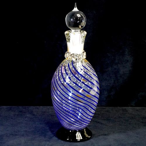 50% off! Vintage Turkish Pasabahce Rose Water Blue Bottle Art Glass Decanter Diameter 12cm Height 36cm ATN