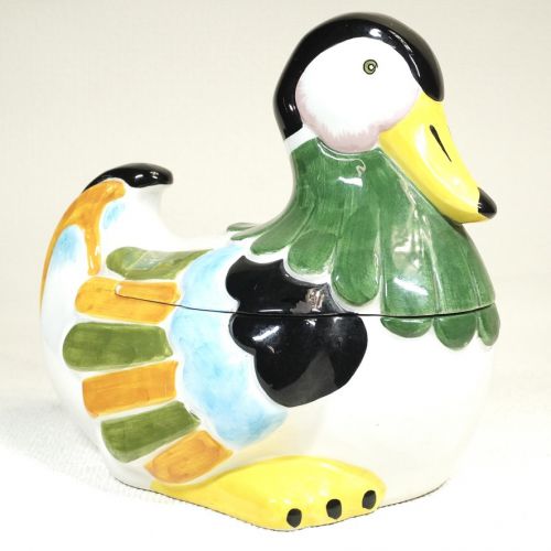 50% off! Vintage Italian porcelain duck accessory case Figurine Object Handmade, full of hand-colored taste Width 20 cm Height 18 cm ATN