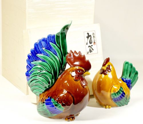 Sold out! Kutani ware Yawata kiln Seisho Nukagawa Parent and child chicken Rooster