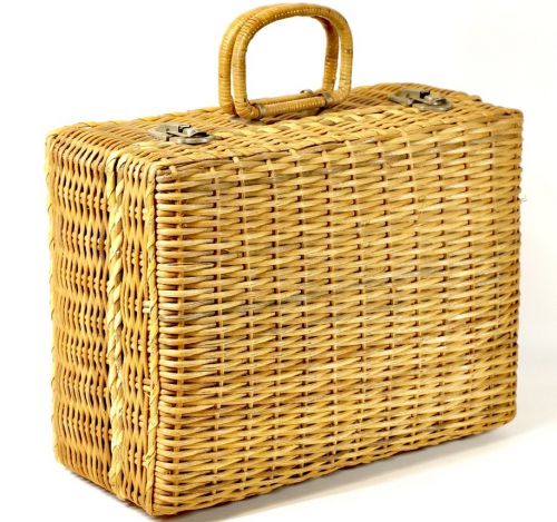 Showa Retro Rattan Vintage Basket Bag Handbag Width 31 cm Height 32 cm (handle included) Nice texture that has been used for a long time YSM