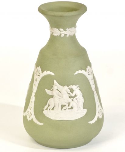 European Vintage Pottery Vase Green Vase Flower Base Diameter 7 cm Height 12 cm Beautiful relief is wonderful! SHM