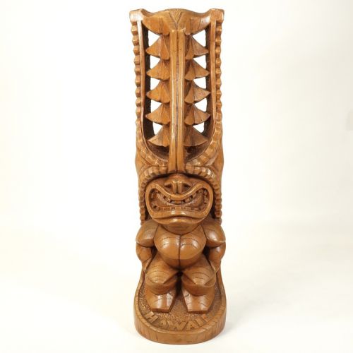ビンテージ　ハワイ　陶器製ティキ像 幅9㎝　奥行き5.5㎝　高さ31㎝　トーテムポール 愛と平和の神様「LOMO」　エステートセール IFS