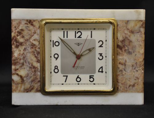 Showa Vintage Marble Table Clock Made by Tokyo Clock Showa 30's "Aoi No454" Actual Work Estate Sale! (IKT)