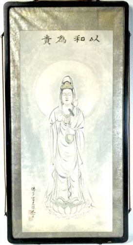Sold out! Meiji-Taisho period Momoki Kimura Buddhist painting of the Bodhisattva statue Height 72cm! Iwamiki Calligraphy Framed items Estate Sale! KYA