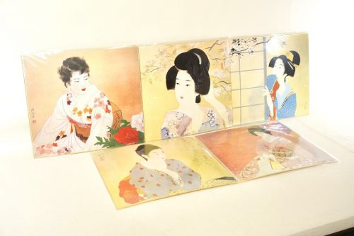50% off! Master of Japanese Art / Bijinga Ito Shinsui Spring Masterpiece Reproduction Colored Paper 5 Sheets ``Spring Evening, Fukihana, Spring Evening, Spring Evening, Sorrowful Spring'' ISM