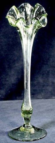 50% off! Vintage Handmade Art Glass Green Flower Vase Height 34cm Modeling / Green Color Beautiful Vase Estate Sale AYS