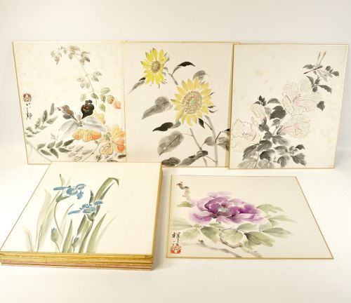 Tasteful hand-painted colored paper picture set of 20, signature product, ink painting, watercolor painting, haiku, tanka, flower painting, and many other wonderful pictures that can be enjoyed by men and women of all ages