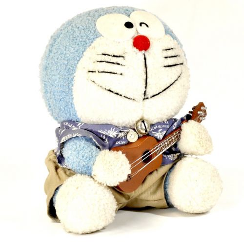 Relax with Doraemon Melody! Adorable Doraemon stuffed toy with Ukulele Hawaii costume Height 19cm IJS