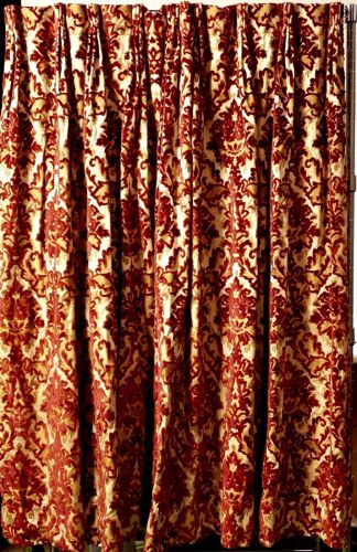 Vintage fabric Kinkasan weave Damask pattern Highest grade order curtain Cut pile fabric Double folds W190cm×H140cm Double doors for one room IJS