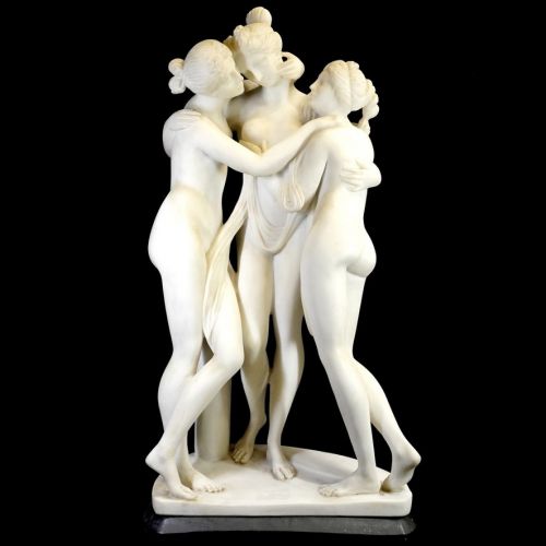 西洋彫刻　イタリア製　 人工大理石製彫刻像「三美神」ギリシャ神話の3人の女神 アントニオ・カノーヴァの名作の模刻 高さ57㎝ 13.4kg ATN