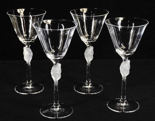 Showa Vintage HOYA CRYSTAL sea squirt crystal butterfly stem wine glass liquor set 4 customer set diameter 8.5cm height 18cm TSM