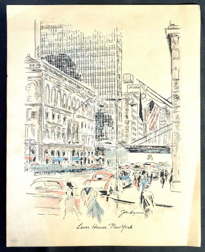 Sold Out! US Vintage John Maymson "Lever House New york" Sensitive Illustration No. 5 Size Taste Print ANS