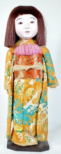 Sold out! Showa vintage checkered doll Height 40cm Girl wearing a kimono of old cloth Estate sale YAM