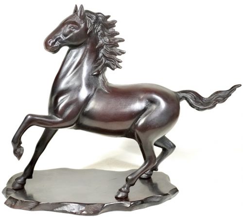 Sold out! Vintage iron horse statue with pedestal Diameter 36 cm Weight 3.5 kg! Vibrant and Wonderful Objects Estate Sale NMN