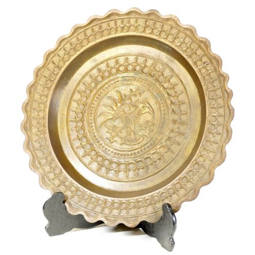 50% off! Vintage wall brass plaque, brass engraving, wall hanging plate, diameter 53 cm. ATN