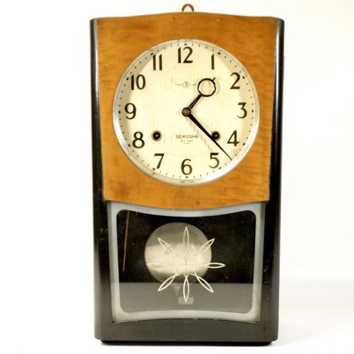 Early Showa period SEIKOSHA Seikosha wall clock mainspring type 21DAY active working product! Width 23.5 cm Height 41 cm A vintage clock that harmonizes with modern interiors! SKA