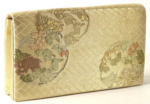 Showa Vintage Inoue Saga Nishiki Woven Pouch Flower Pattern Bag Accessories for Japanese/Kimono Co-box Gorgeous and gorgeous appearance! TSM