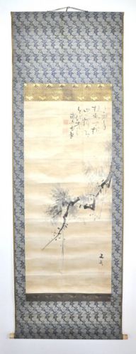 Sold out! Jidaimono Meiji period taste hanging scroll Bunko inscription Chinese poetry ink painting hanging scroll Estate Sale KJK