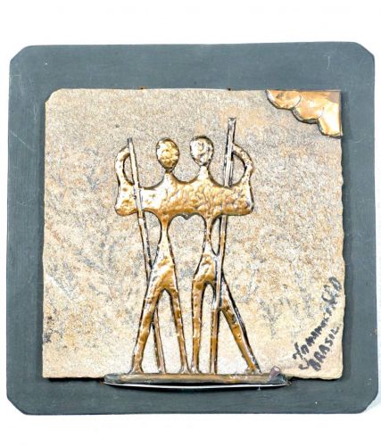 売り切り特価! 1970年代 JOHANNES WILHELMUS VAN DARTELEN 100万年前の化石の石板に銅のレリーフを施した エステートセール FAB