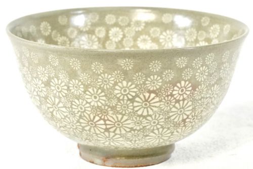 50% OFF! Korea Ruisho Kiln Carved Mishima Matcha Tea Bowl In-brand tea utensils Width 18 cm A gem with a beautiful inlaid flower crest! Estate Sale HKT
