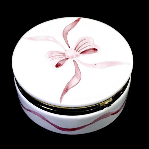 50% OFF European Pottery Round Jewelry Box with Mirror Ribbon Pattern 3 Compartments Accessory Accessory Case Diameter 14 cm Height 6 cm ATN