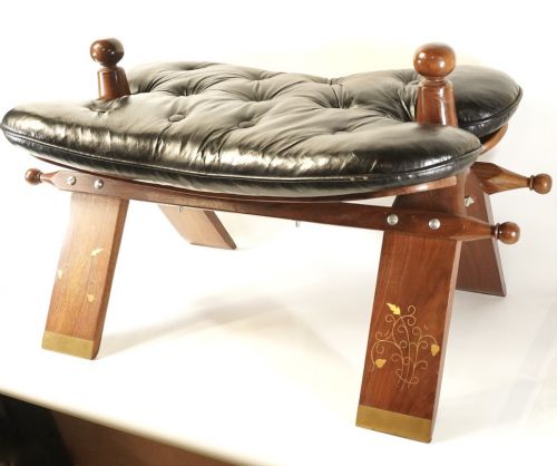 European vintage stool chair stool rosewood leather genuine leather brass inlay decoration Taste, handmade by craftsmen is a wonderful one-of-a-kind item! ATN