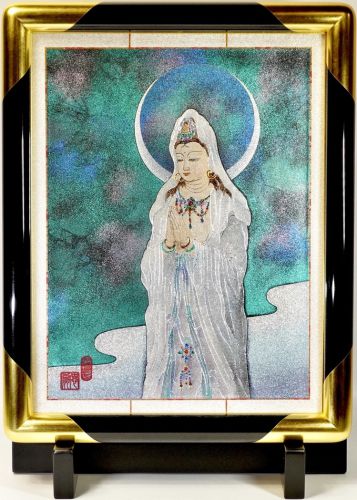 Cosmo art that fascinates the whole world 12th generation Tokusen Fujibayashi "Byakui Kannon" Divinely beautiful masterpiece using gold, platinum and diamond Width 37cm Height 46cm