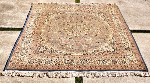 Persian Handwoven Carpet Nain Medallion Shah Abbas Eslim Wool Square Style Suitable for Japanese House Kotatsu Mat Width 216cm Depth 214cm MYK